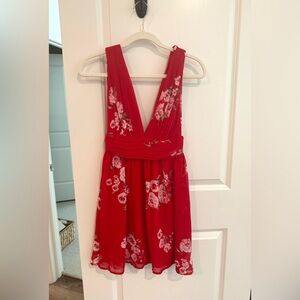 Lulus Red Floral Mini Dress